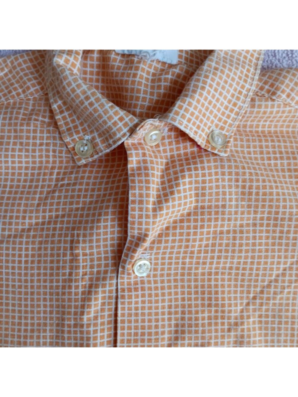 True Vtg 60s Boys PREP SHIRT Sz 3 SHERBET ORANGE OXFORD COLLAR BUTTON DOWN